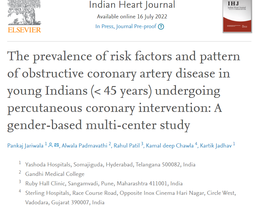 The prevalence of risk factors and pattern of obstructive coronary artery disease in young Indians undergoing PCI